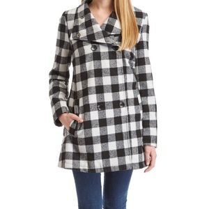 Black and off-white plaid coat